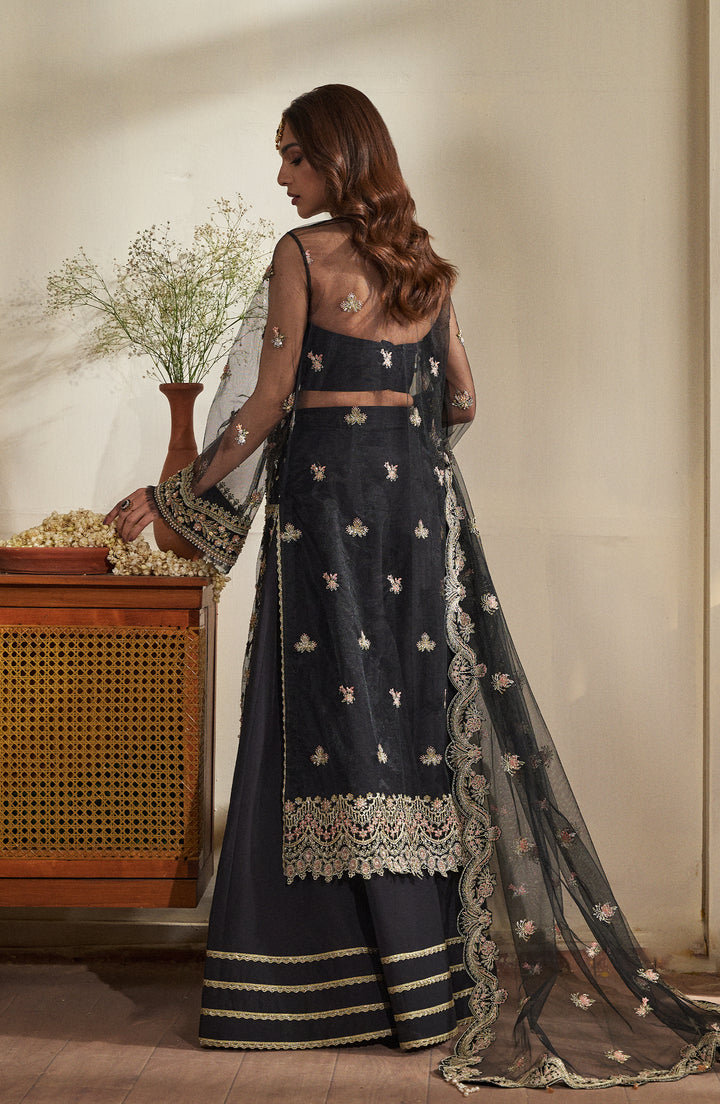Opal Dress – back view, Beautiful  raw silk outfit with fine detailing for special occasions | Fabiha Fatima