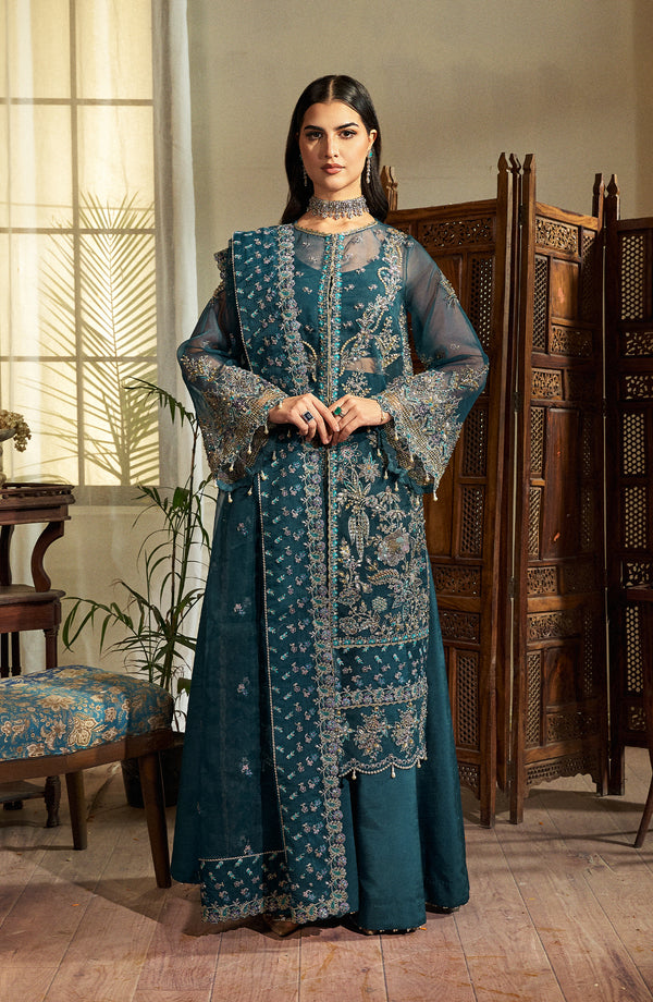Front view of model wearing Bloom Dress by Fabiha Fatima