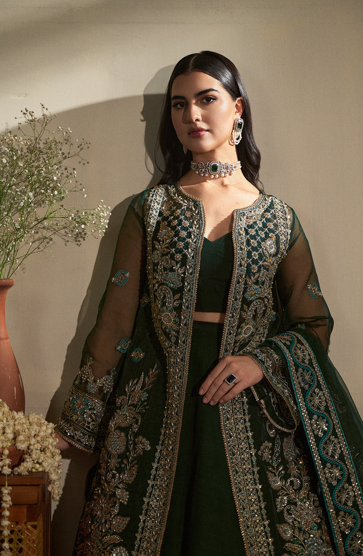 Emerald Dress styled for evening wear by Fabiha Fatima