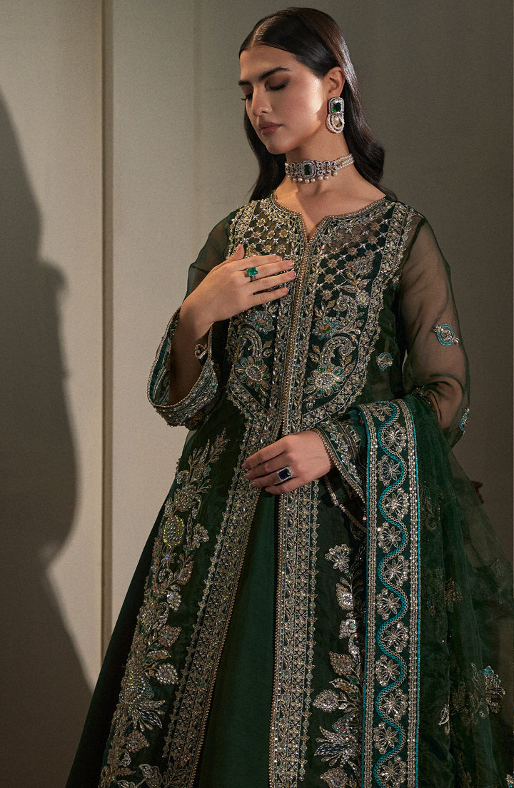 Top angle view showcasing flare and elegance of Emerald Dress