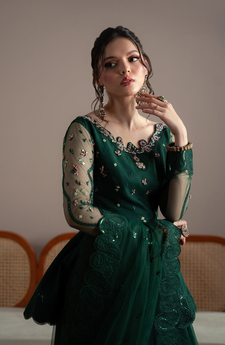 Side angle of elegant Emerelle Shirt Dress by Fabiha Fatima Elvin Collection