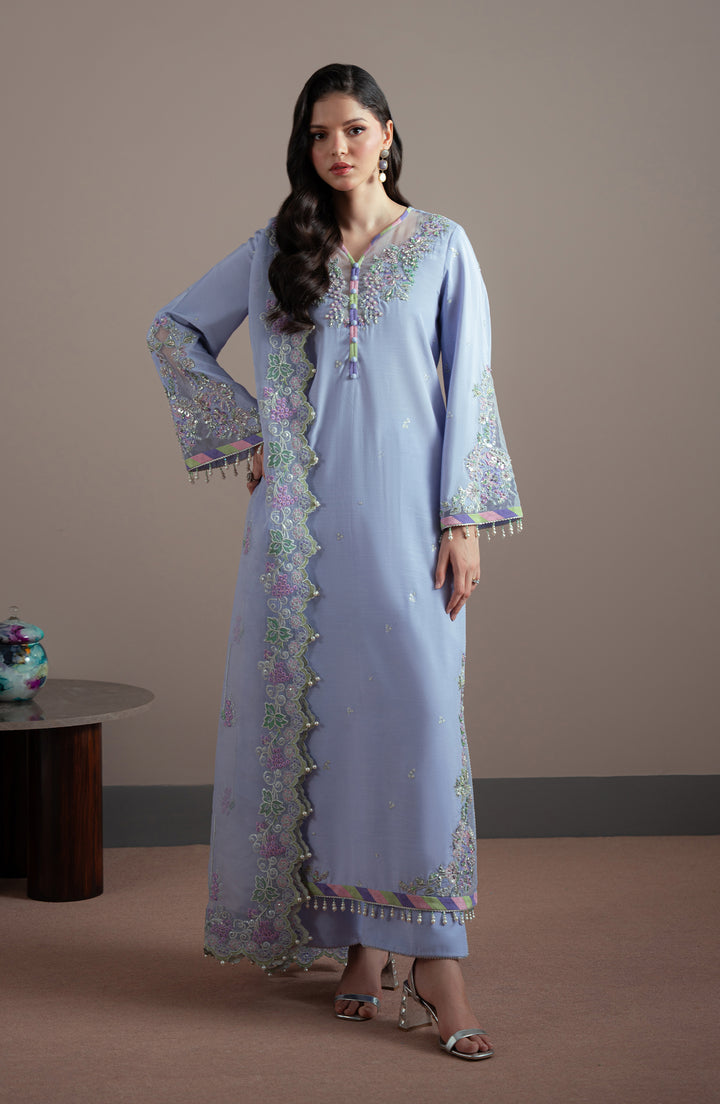 Front view of model wearing IRIS Shirt – Pret Collection Elvin by Fabiha Fatima