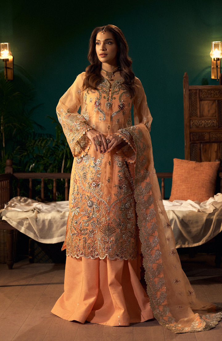 Front view of model wearing MORGANITE Dress by Fabiha Fatima