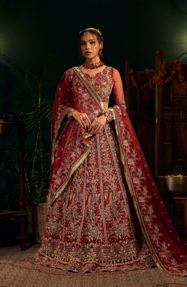 Front pose of model in Ruby Maxi dress by Fabiha Fatima
