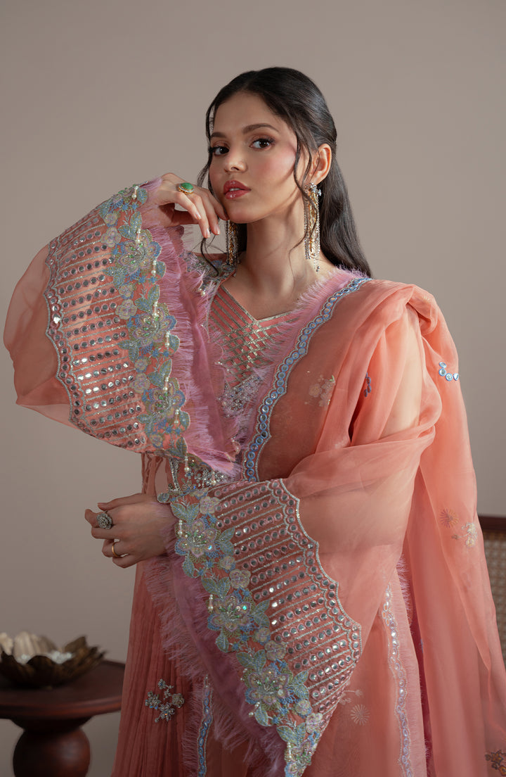 Sleeve design of Roselle Shirt worn by model – Pret Collection Elvin