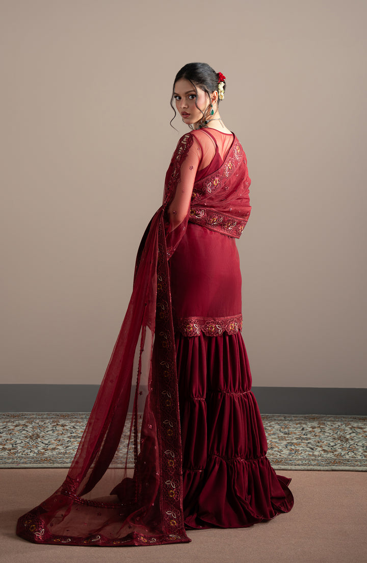 Back view of Rubeia Shirt styled by model – Elvin Collection