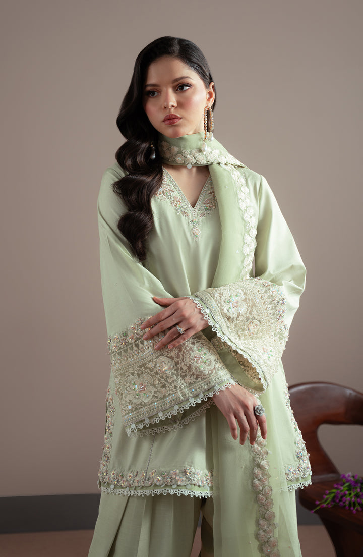 Sleeve design of SAGE Shirt worn by model – Pret Collection Elvin